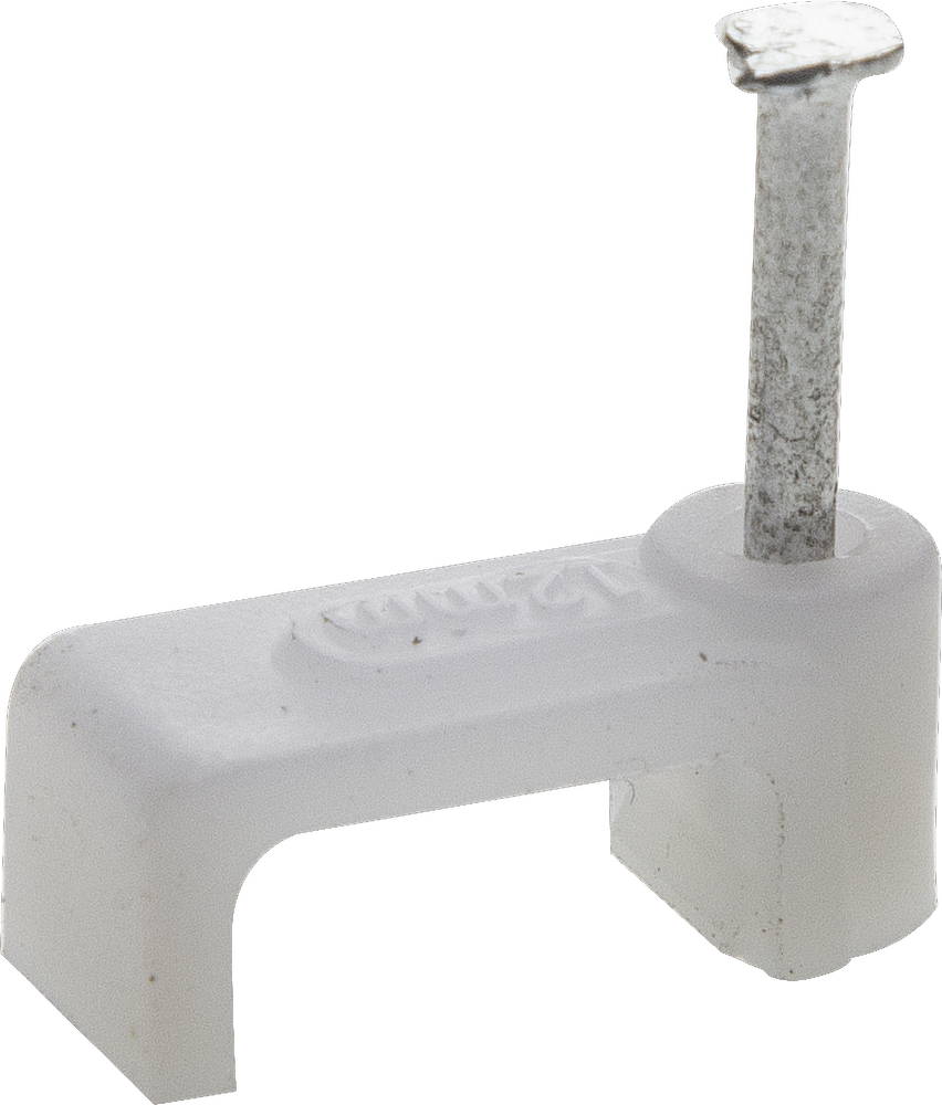 Скоба-держатель для плоского кабеля с оцинкованным гвоздем 14 мм 30 шт ЗУБР 45112-14 фото