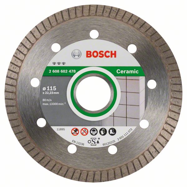 Алмазный отрезной круг Bosch Best for Ceramic Extra-Clean Turbo 115 x 22,23 x 1,4 x 7 mm фото