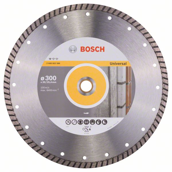 Алмазный отрезной круг Bosch Standard for Universal Turbo 300 x 20,00+25,40 x 3 x 10 mm фото