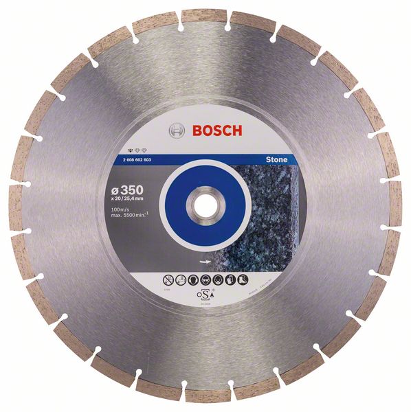 Алмазный отрезной круг Bosch Standard for Stone 350 x 20,00+25,40 x 3,1 x 10 mm фото