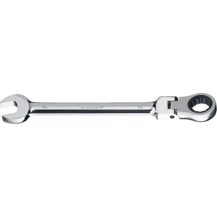 Ключ гаечный комбинированный трещоточный шарнирный 19 мм Зубр 27101-19 фото