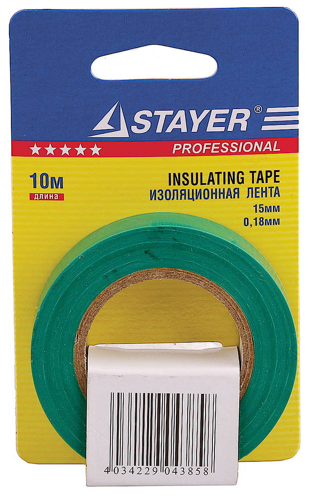 Изолента ПВХ зеленая 15 мм 10 м Stayer PROFI 12292-G-15-10 фото