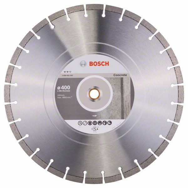 Алмазный отрезной круг Bosch Expert for Concrete 400 x 20,00+25,40 x 3,2 x 12 mm фото