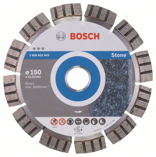 Алмазный отрезной круг Bosch Best for Stone 150 x 22,23 x 2,4 x 12 mm фото