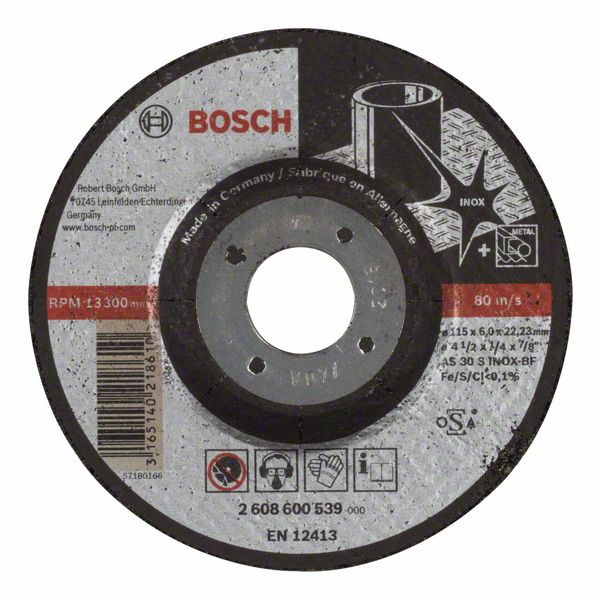 Обдирочный круг выпуклый Bosch Expert for Inox AS 30 S INOX BF, 115 мм, 6,0 мм фото