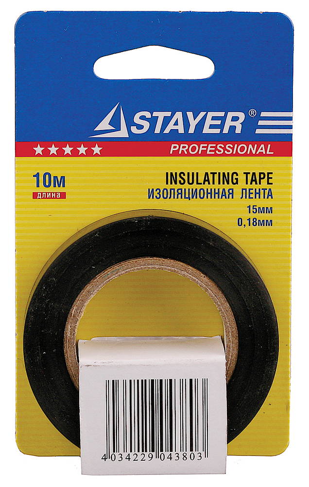 Изолента ПВХ черная 15 мм 10 м Stayer PROFI 12292-D-15-10 фото
