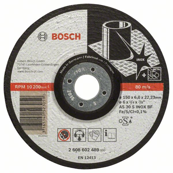 Обдирочный круг выпуклый Bosch Expert for Inox AS 30 S INOX BF, 150 мм, 6,0 мм фото