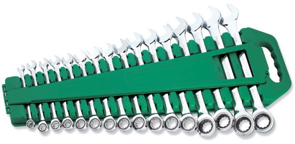Набор комбинированных трещоточных ключей 8-24 мм 16 предметов Jonnesway W45516S фото