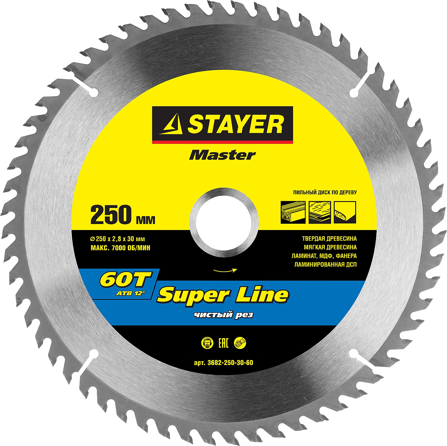 Диск пильный по дереву Stayer Master super-Line 3682-250-30-60 фото