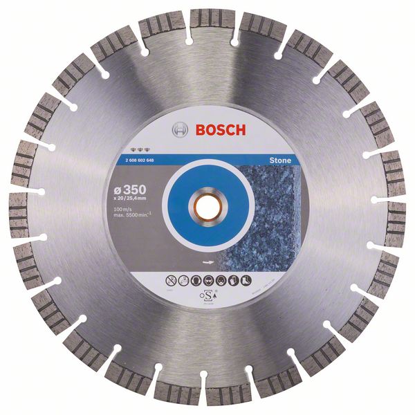 Алмазный отрезной круг Bosch Best for Stone 350 x 20,00+25,40 x 3,2 x 15 mm фото