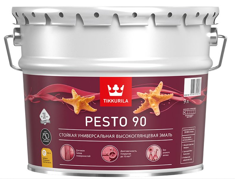 Эмаль алкидная универсальная PESTO 90 база С высокоглянцевая 9л Tikkurila 124385 фото