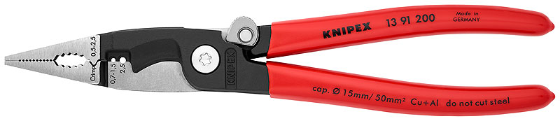 Электромонтажные плоскогубцы 200 мм Knipex KN-1391200 фото
