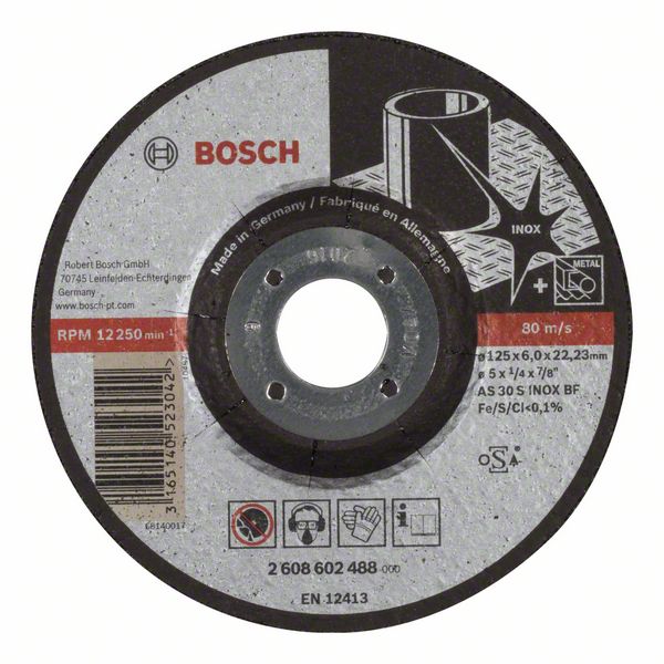 Обдирочный круг выпуклый Bosch Expert for Inox AS 30 S INOX BF, 125 мм, 6,0 мм фото