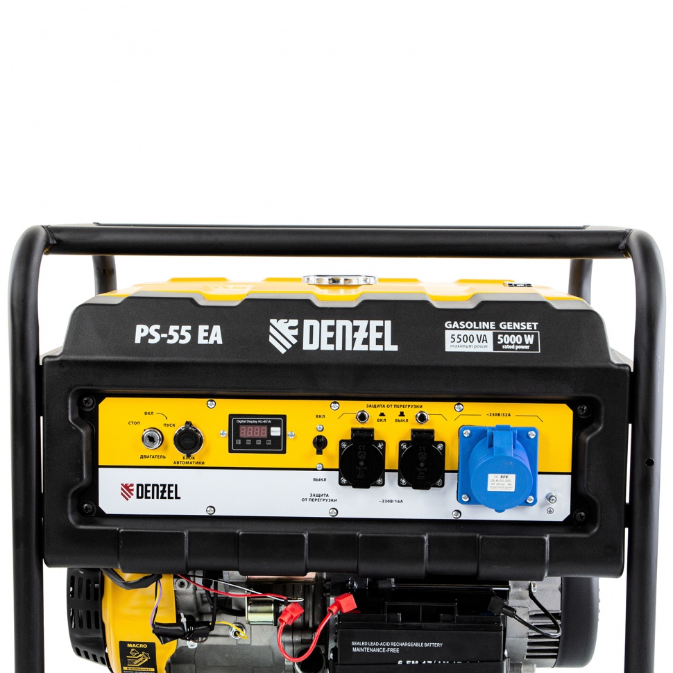 Генератор бензиновый PS 55 EA 5.5 кВт 230 В 25 л коннектор автоматики электростартер Denzel 946874 фото