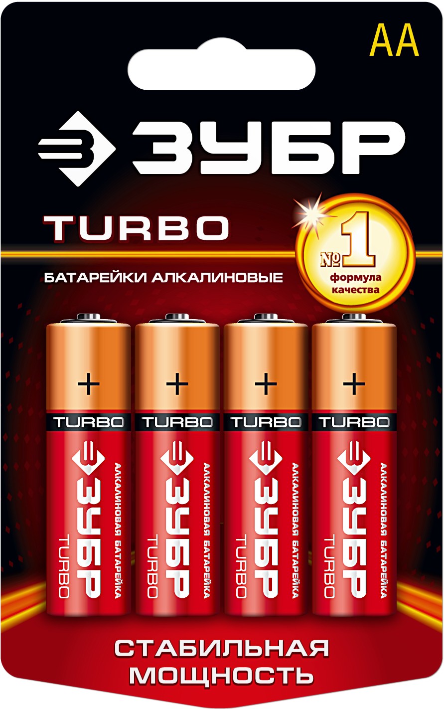 Батарейки АА 4 шт Зубр TURBO 59213-4C фото