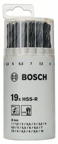 Набор из 19 сверл по металлу HSS-R DIN 338 Bosch 2607018355 фото
