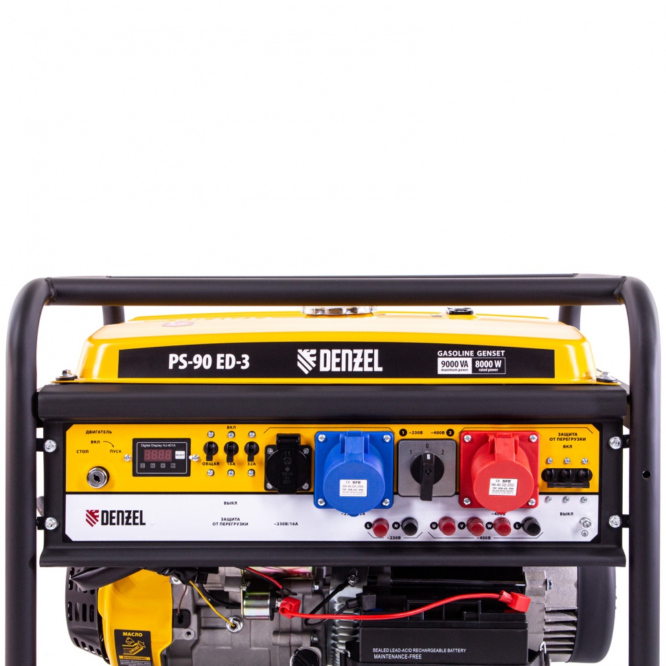 Генератор бензиновый PS 90 ED-3 9.0 кВт переключение режима 230 В/400 В 25 л электростартер Denzel 946944 фото