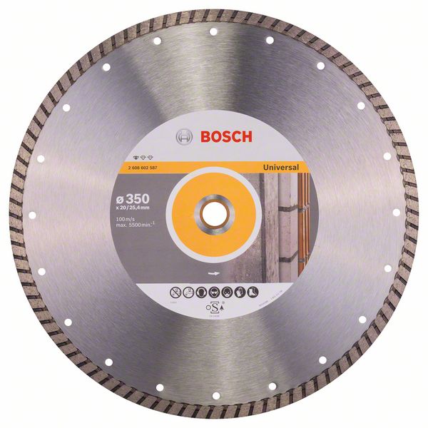 Алмазный отрезной круг Bosch Standard for Universal Turbo 350 x 20,00+25,40 x 3 x 10 mm фото