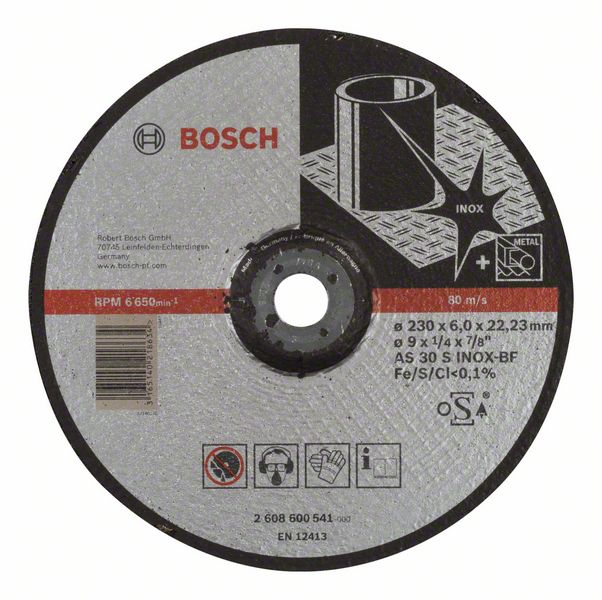 Обдирочный круг выпуклый Bosch Expert for Inox AS 30 S INOX BF, 230 мм, 6,0 мм фото