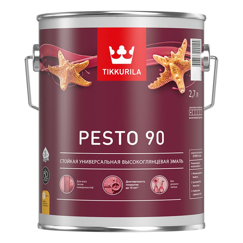 Эмаль алкидная универсальная PESTO 90 база С высокоглянцевая 2.7л Tikkurila 124755 фото