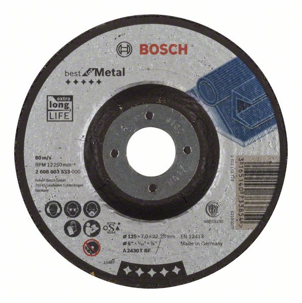 Обдирочный круг выпуклый Bosch Best for Metal A 2430 T BF, 125 мм, 7,0 мм фото