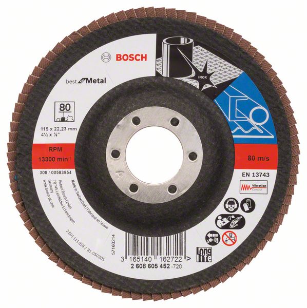 Лепестковый шлифкруг X571 Bosch Best for Metal 115 мм, 22.23 мм, 80 фото