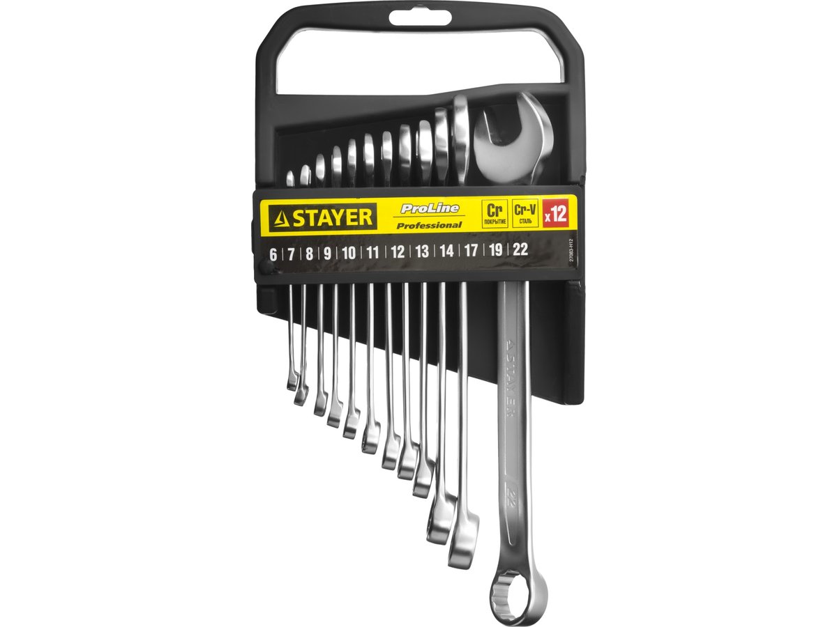 Набор комбинированных ключей 12 предметов 6-22 мм Stayer PROFI 27083-H12 фото