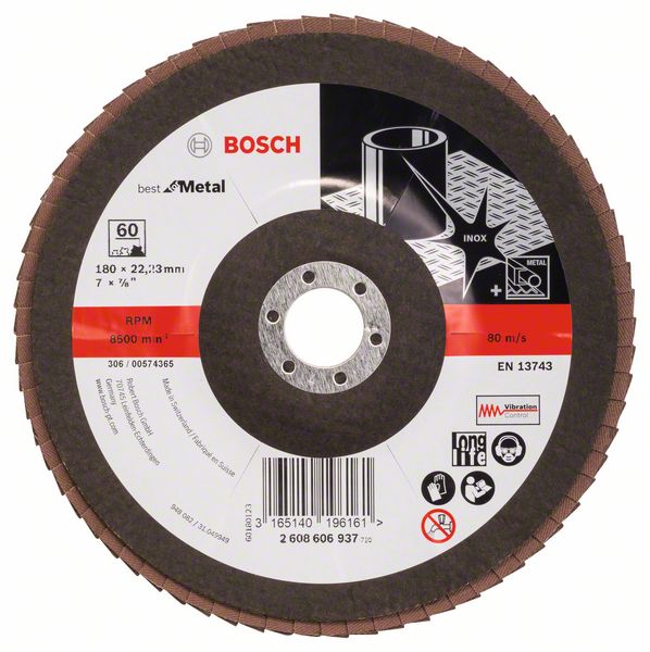 Лепестковый шлифкруг X551 Bosch Expert for Metal 180 мм, 22.23 мм, 60 фото