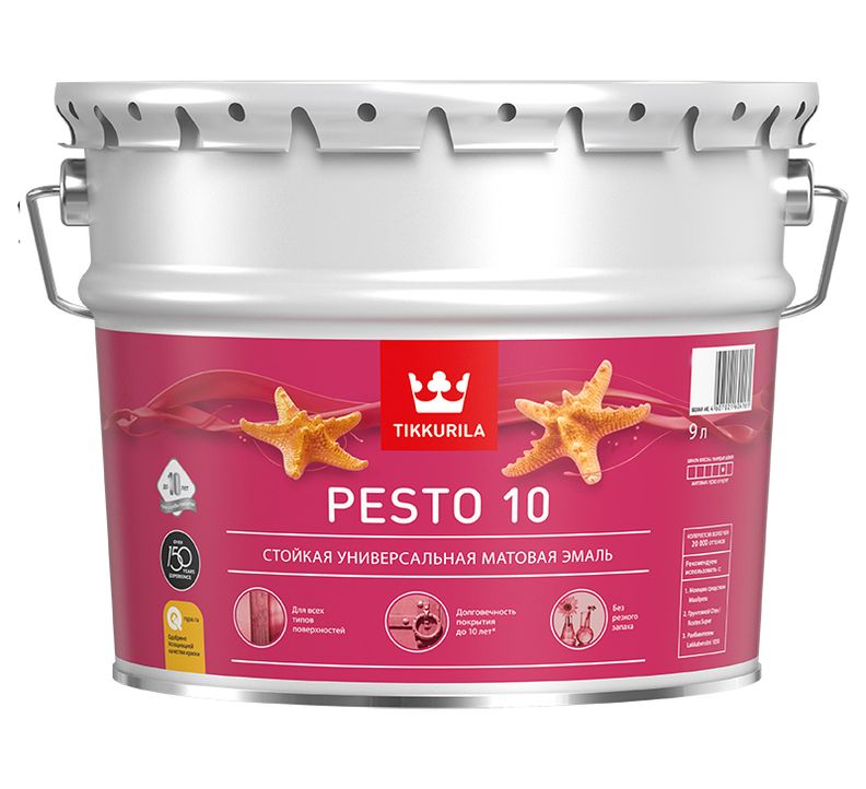 Эмаль алкидная PESTO 10 база С матовая 9л Tikkurila 139103 фото