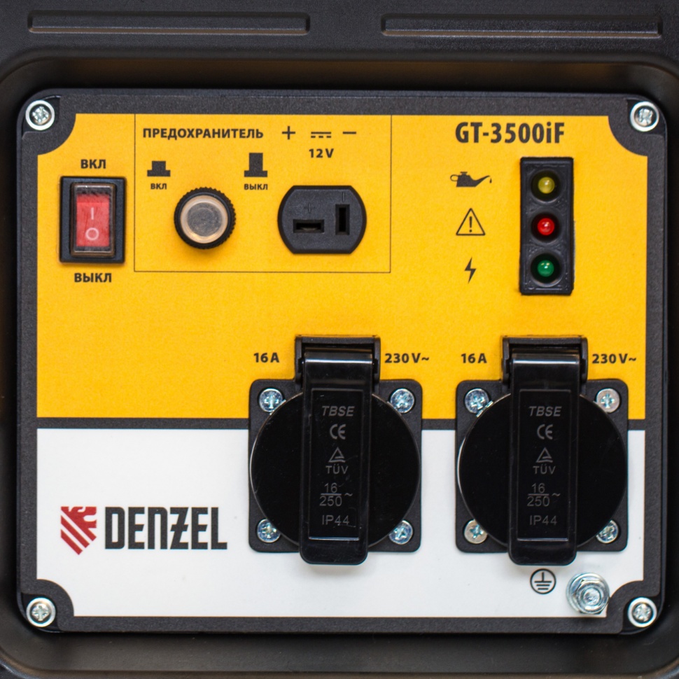 Генератор инверторный GT-3500iF 3.5 кВт 230 В бак 5 л открытый корпус ручной старт Denzel 94705 фото