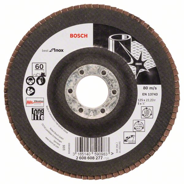 Лепестковый шлифкруг X581 Bosch Best for Inox 125 мм, 22.23, 60 фото