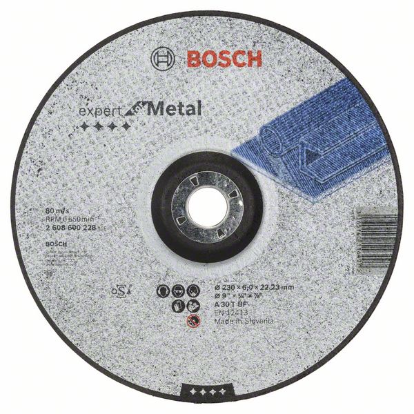 Обдирочный круг выпуклый Bosch Expert for Metal A 30 T BF, 230 мм, 6,0 мм фото