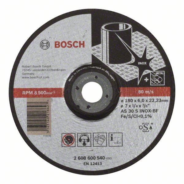 Обдирочный круг выпуклый Bosch Expert for Inox AS 30 S INOX BF, 180 мм, 6,0 мм фото