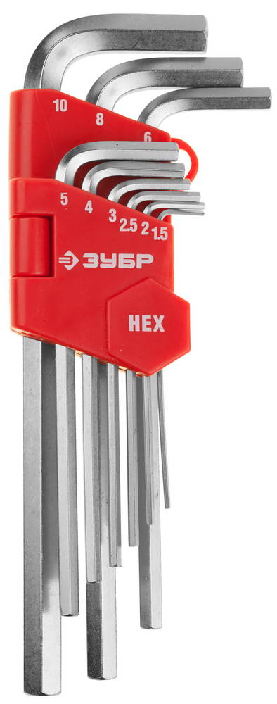 Набор удлиненных имбусовых ключей 9 предметов HEX 1.5-10 Зубр МАСТЕР 27460-2_z02 фото