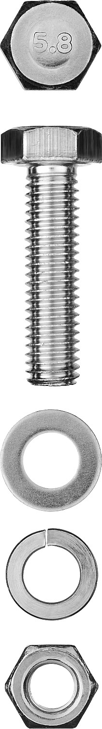 Комплект болт шайбы гайка M6x40 мм 8 шт Зубр 303436-06-040 фото