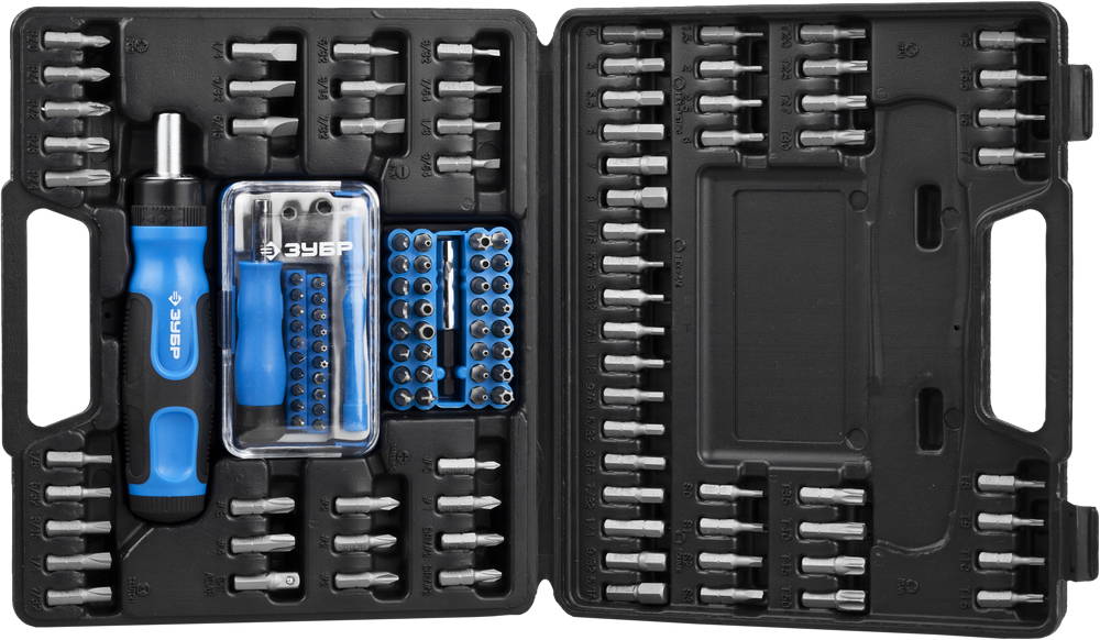 Отвертка реверсивная с набором бит 130 предметов Зубр ПРОФИ 25237-H129 фото