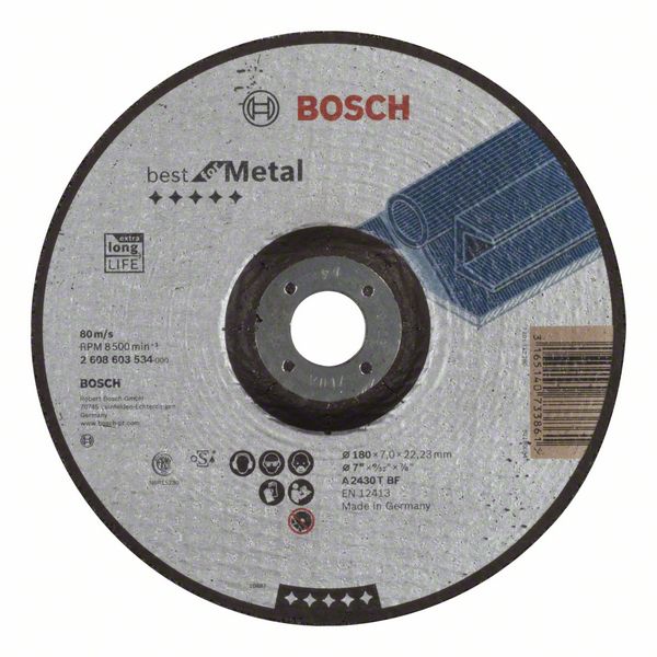 Обдирочный круг выпуклый Bosch Best for Metal A 2430 T BF, 180 мм, 7,0 мм фото