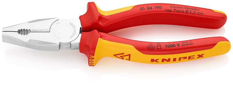 Плоскогубцы комбинированные хромированные 190 мм Knipex KN-0106190 фото