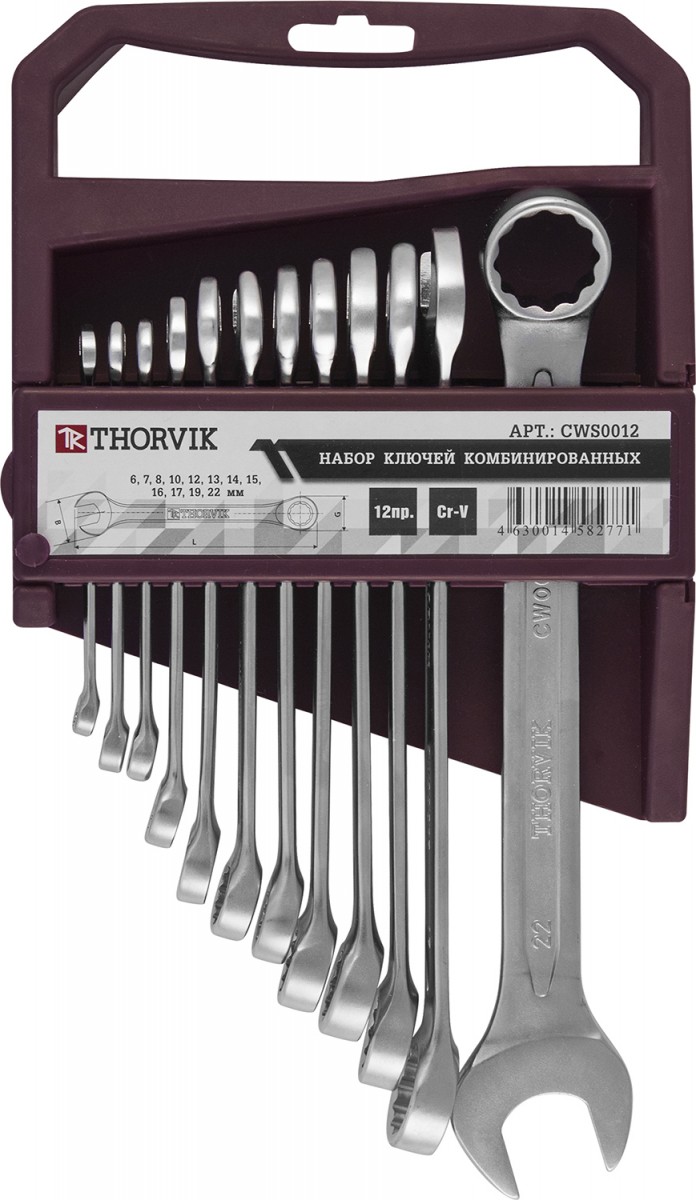 Набор комбинированных ключей 6-22 мм 12 предметов Thorvik CWS0012 фото