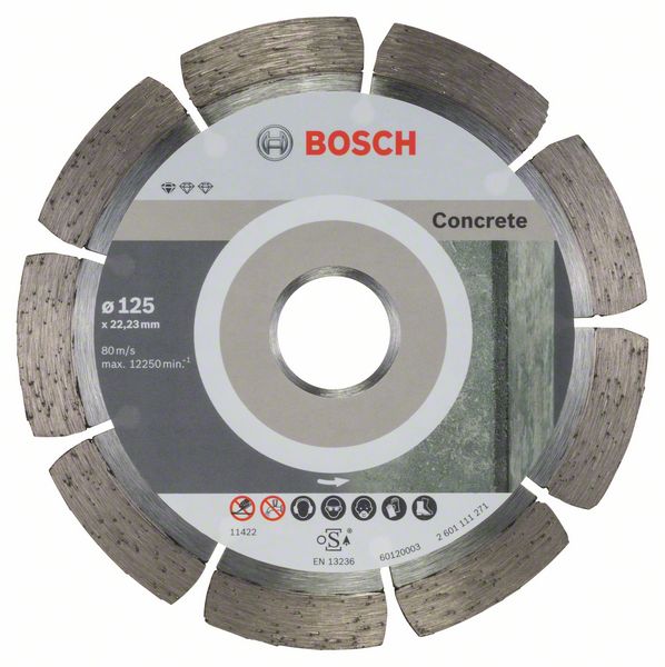 Алмазный отрезной круг Bosch Standard for Concrete 125 x 22,23 x 1,6 x 10 mm фото