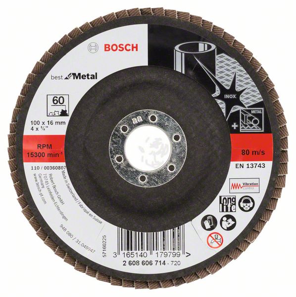 Лепестковый шлифкруг X571 Bosch Best for Metal 100 мм, 16 мм, 60 фото