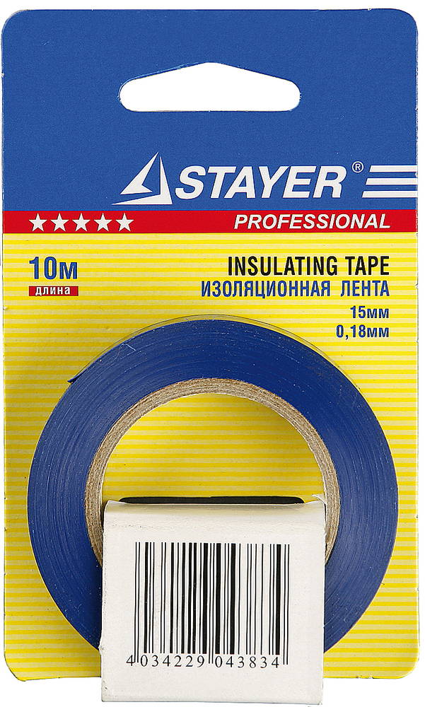 Изолента ПВХ синяя 15 мм 10 м Stayer PROFI 12292-B-15-10 фото