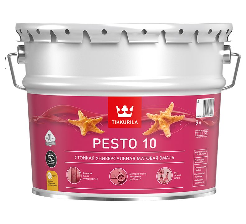 Эмаль алкидная PESTO 10 база A матовая 9л Tikkurila 136612 фото