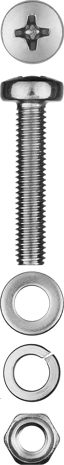 Комплект винт шайбы гайка M5x30 мм 12 шт Зубр 303476-05-030 фото
