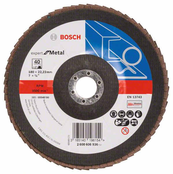 Лепестковый шлифкруг X551 Bosch Expert for Metal 180 мм, 22.23 мм, 40 фото