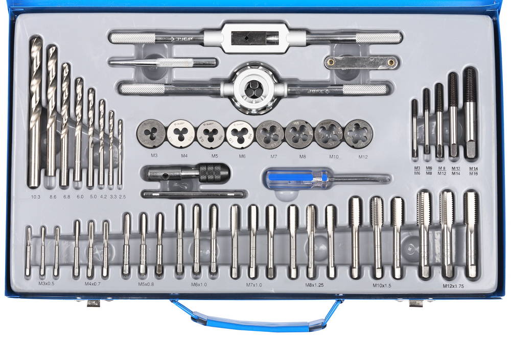 Набор метчиков и плашек 52 предмета Зубр МАСТЕР 28130-H52_z01 фото