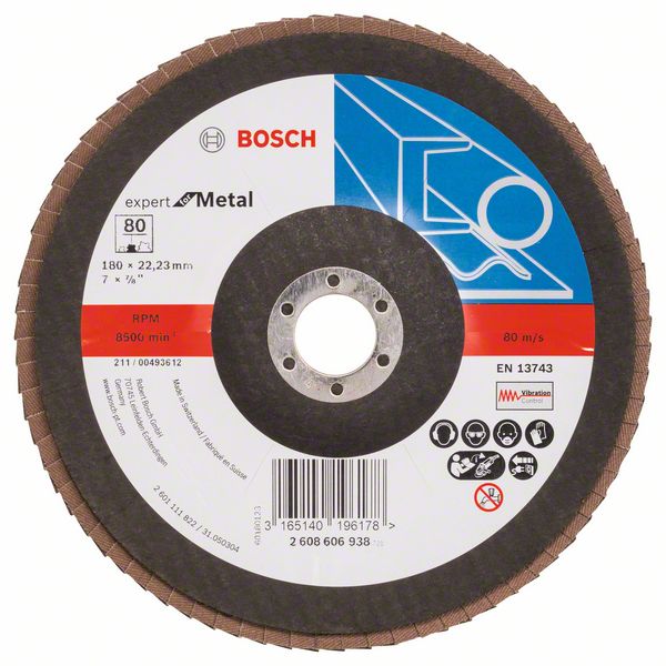 Лепестковый шлифкруг X551 Bosch Expert for Metal 180 мм, 22.23 мм, 80 фото