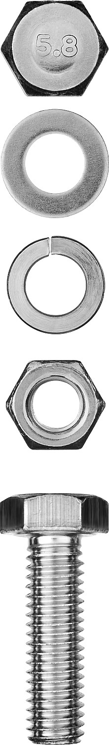 Комплект болт шайбы гайка M8x20 мм 6 шт Зубр 303436-08-020 фото