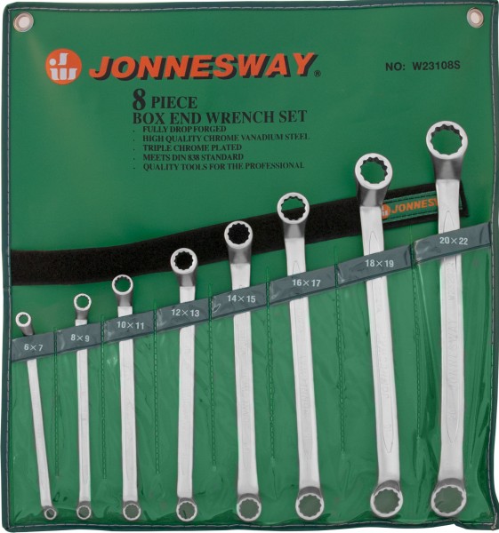 Набор накидных ключей 75° 6-22 мм 8 предметов Jonnesway W23108S фото