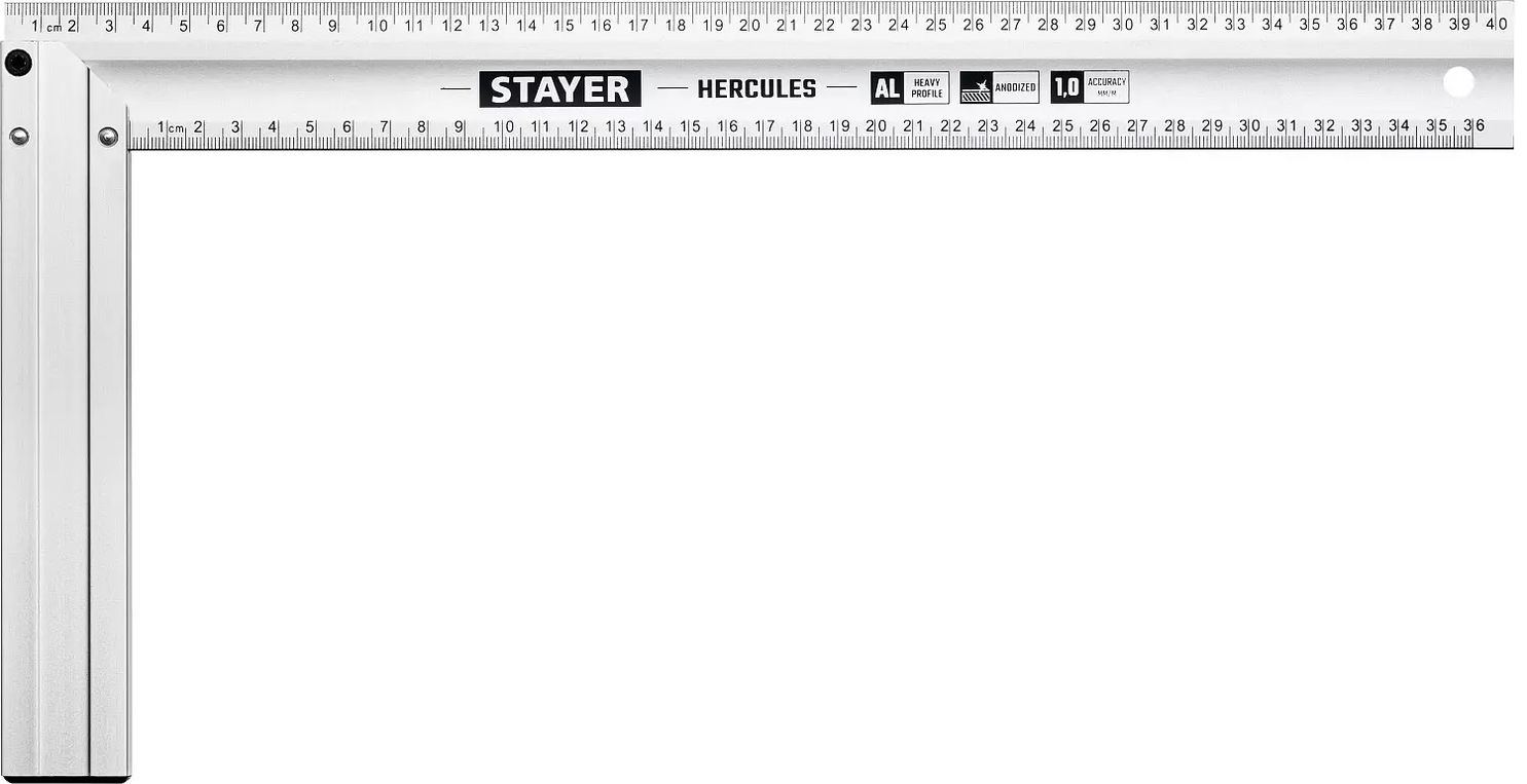 Столярный угольник с усиленным алюминиевым полотном 40 см Stayer 3432-40 фото